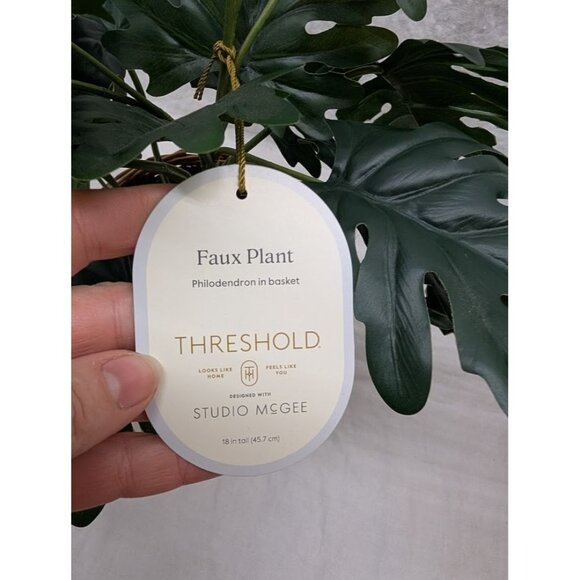 Threshold Faux philodendron in basket faux house plants set of 2 18" tall 7" pot - Picture 4 of 5